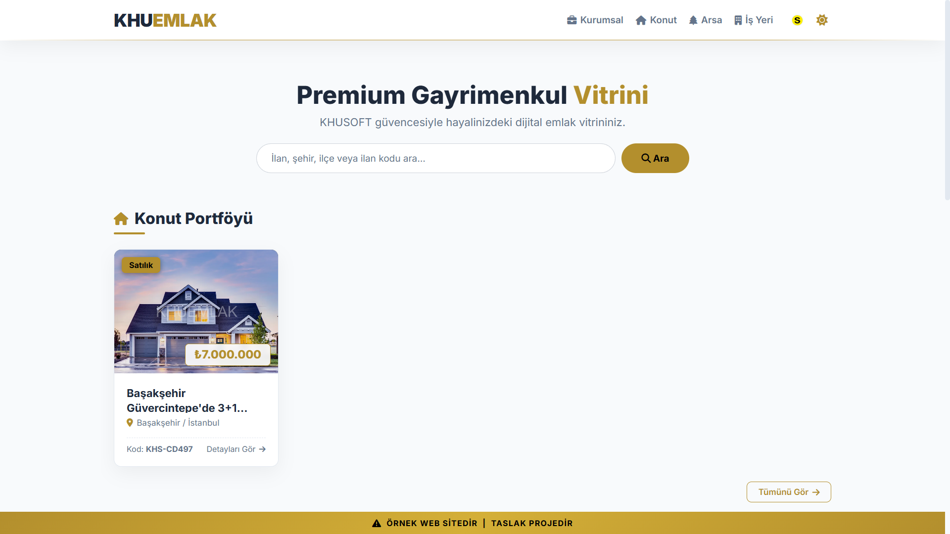 KHUEMLAK emlak sitesi sistemi ekran görüntüsü
